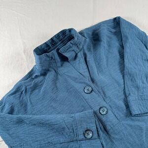 John Mark Women's Size S Blue Textured 3/4 Sleeve Pullover Tunic Top